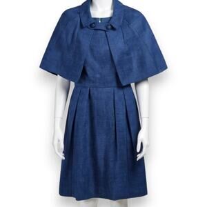 1950s Vintage Adele Simpson Navy Tweed Cape Dress – Union Made Size 6 USA